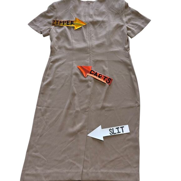 Vintage Dress Womens Size 8 Beige Petite Modest Everyday Wear - Picture 5 of 7